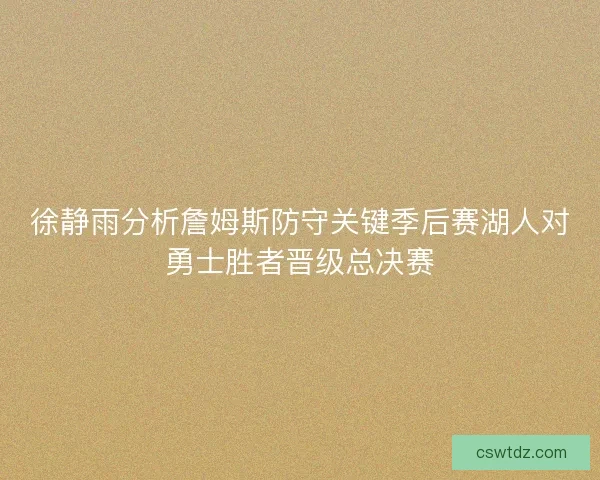 徐静雨分析詹姆斯防守关键季后赛湖人对勇士胜者晋级总决赛